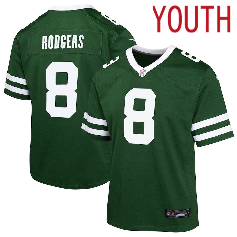 Youth New York Jets #8 Aaron Rodgers Nike Gotham Green Game NFL Jersey-0
